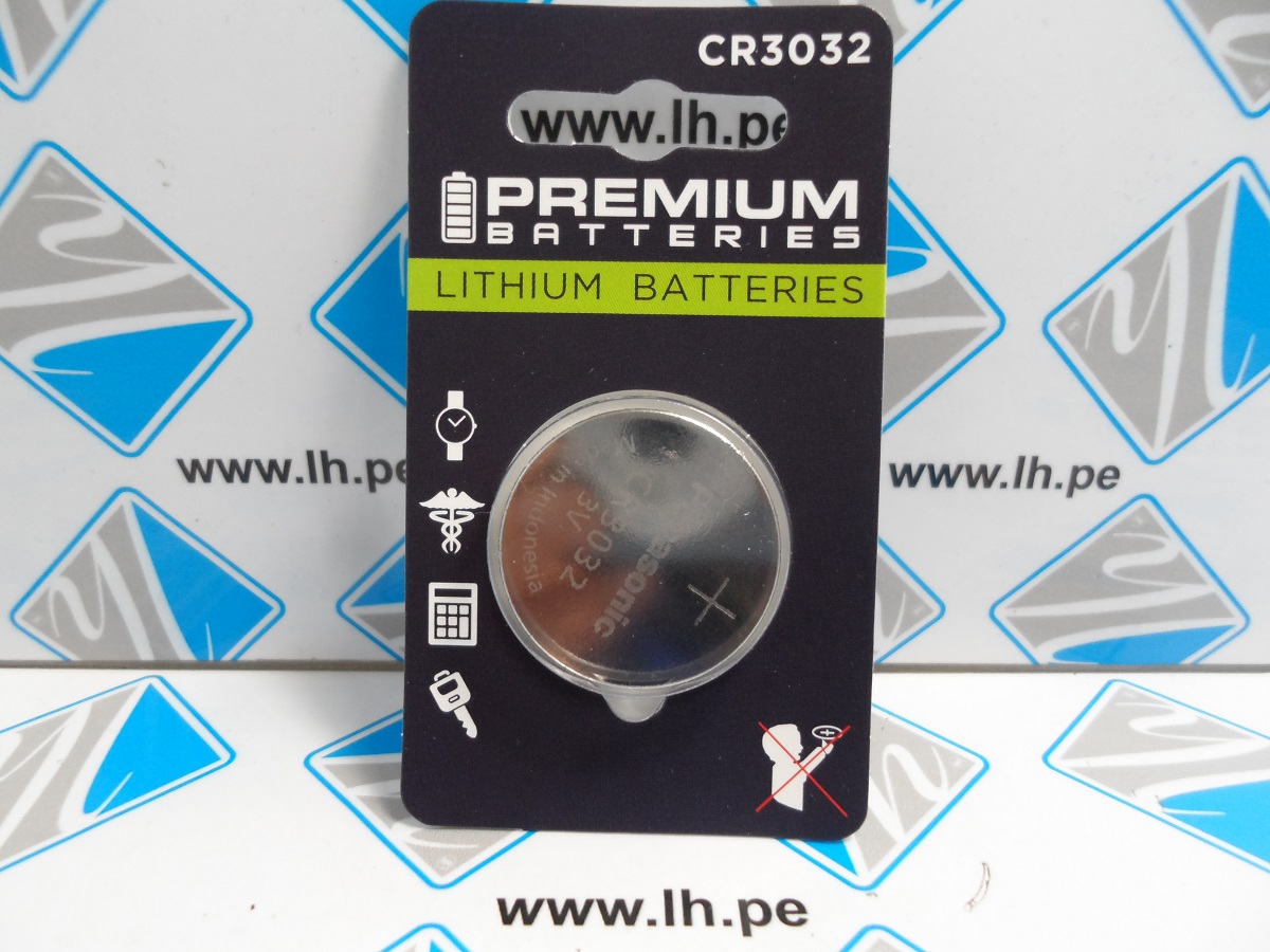 CR3032      Pila de botón Dióxido de Manganeso-Litio 3V, 500mAh